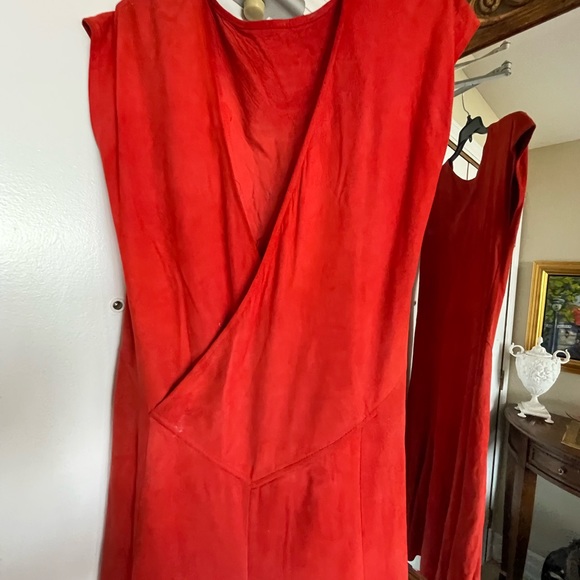 Red Suede Dress Size Small - Picture 6 of 9